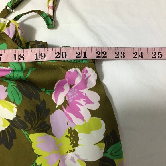 AERIE XL Olive Floral Scoop Neck Adjustable Spaghetti Strap Cami Top b141 - Picture 5 of 6